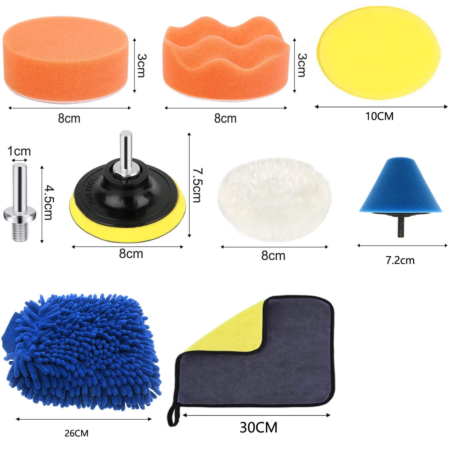 3Inch 75MM Buffing Polishing Pads Kit Foam Buffing Sponge Pads Kit Polishing Pads Wool Pad for Car Polisher Boat Compounding