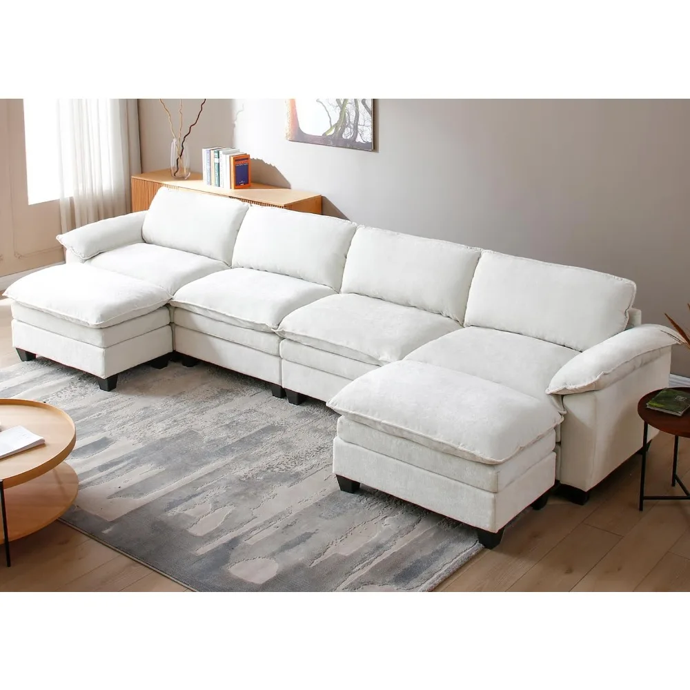 

Modular Sectional Sofa Comfy Cloud Couch, U Shaped 4 Deep Seat Sofa Couch with 2 Ottoman, 157" Oversized Soft Modern Couches Se