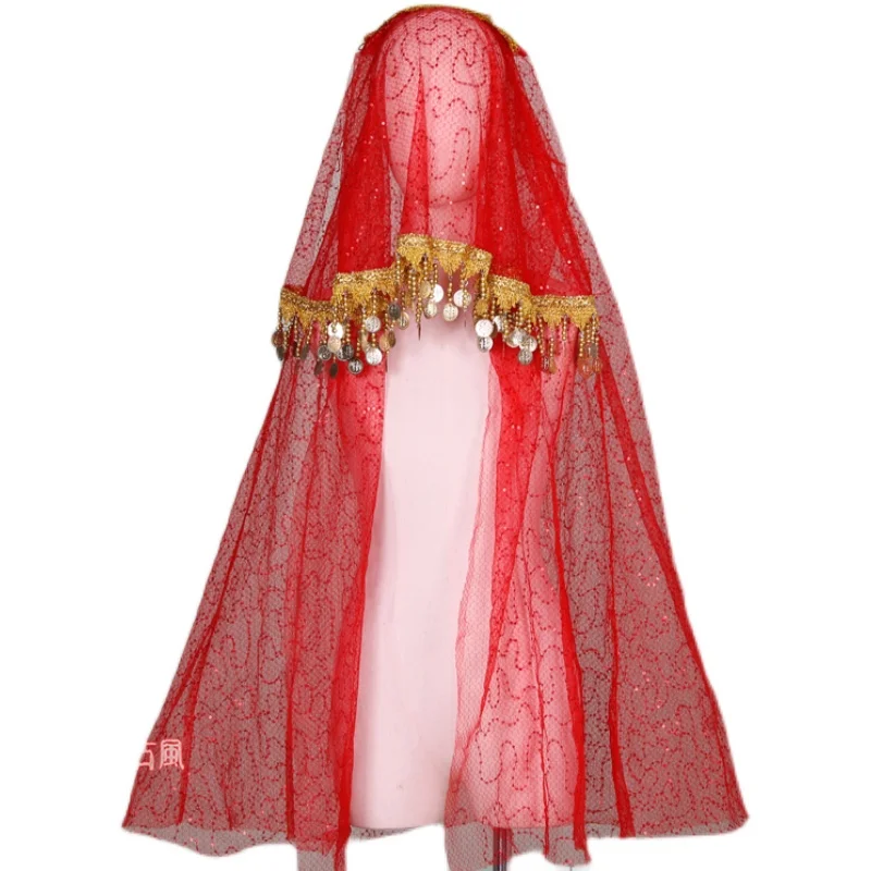 Ancient Style Red Headwear Wedding Veil Hanfu Han Elements Veil Wedding Dance Performance