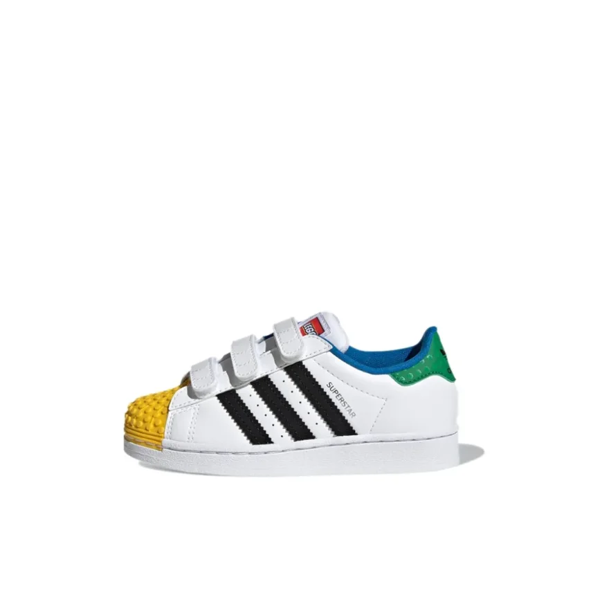 LEGO / LEGO x adidas Originals Superstar deportes antideslizantes resistentes al desgaste zapatos bajos para niños Blanco Negro Verde