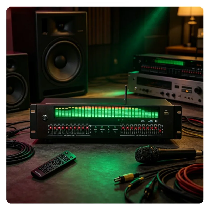 EQ8100 Professional 31‑Band Audio Equalizer, Bluetooth Fiber Coaxial Effect Processor, howling Karaoke Stage Sound Equipment
