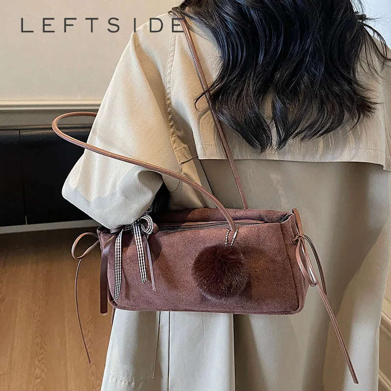 

LEFTSIDE Women's Small Pu Leather Armpit Shoulder Bag 2025 Winter New Fashion Retro Underarm Bag Luxury Brand Designer Handbags