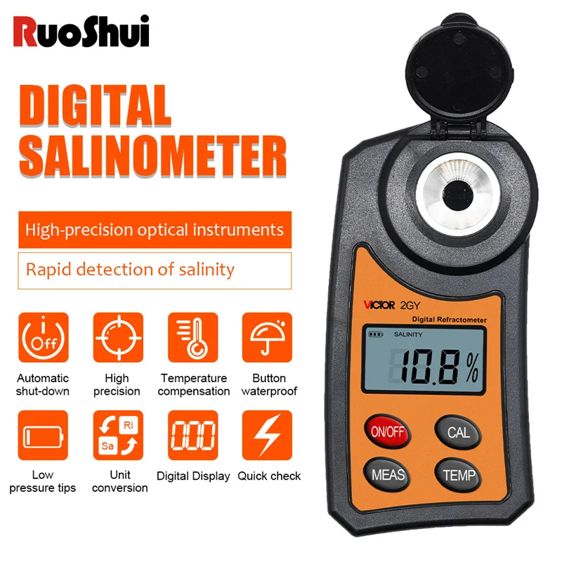 RUOSHUI 2GY Digital Salinity Meter 0-28% Measure Pickled Vegetables Salted Food Marine Aquarium Refractometer