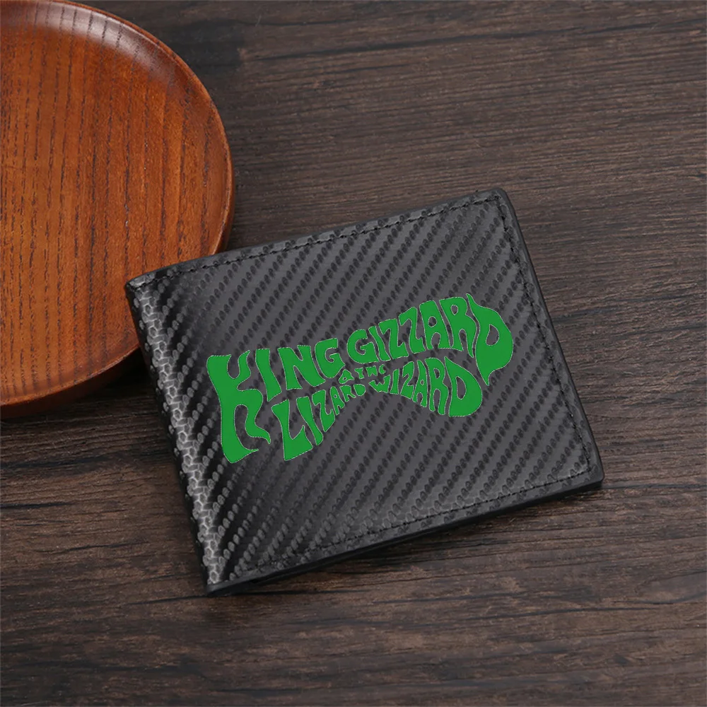 Green flowing stylized band logo text Men's Wallets Simple Business Modern Stylish Printing Design Gifts For Father Boyfriend Ch
