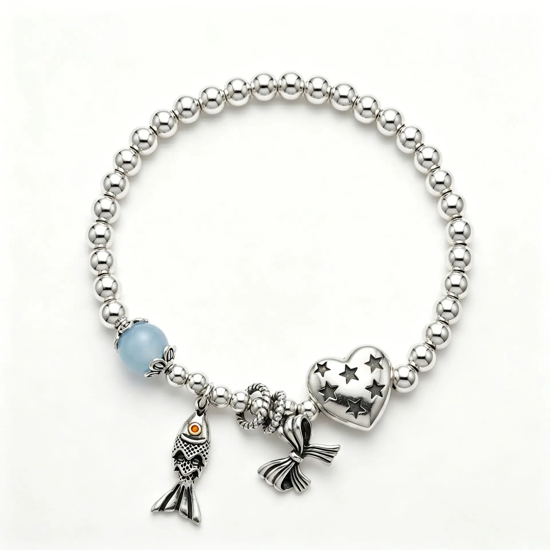 

925 Silver Bracelet Fish Bowtie Heart Star Blue Beaded Punk Flower Geometric For Woman Girl Jewelry Gift Dropship Wholesale