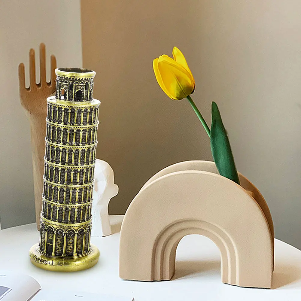 Alloy Leaning Tower of Pisa Statue Exquisite Ancient Building Sculpture Desktop Decor Mini Architectural Ornament