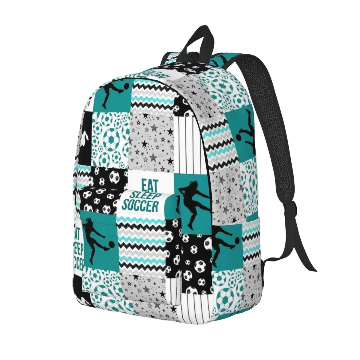 Soccer Shape Pattern Gift For Soccer Lovers Backpack Elementary High College School Student Player Bookbag Teens Canvas Daypack