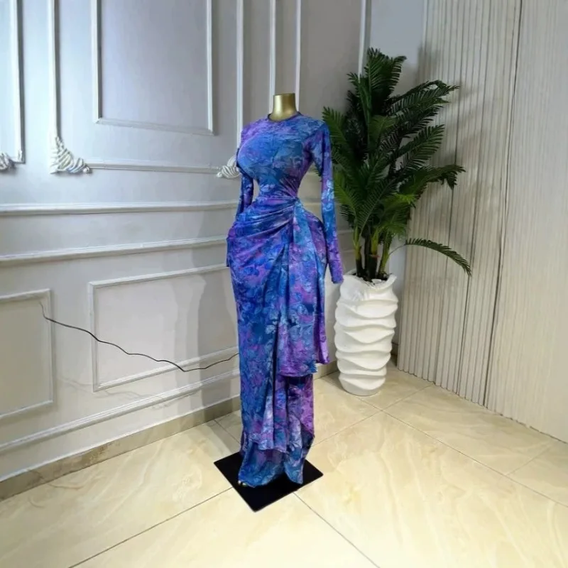 Women Long Sleeve Draped Front Midi A-line Patchwork Maxi Long  Dress 2025 Vacation Holiday Party Birthday Dresses