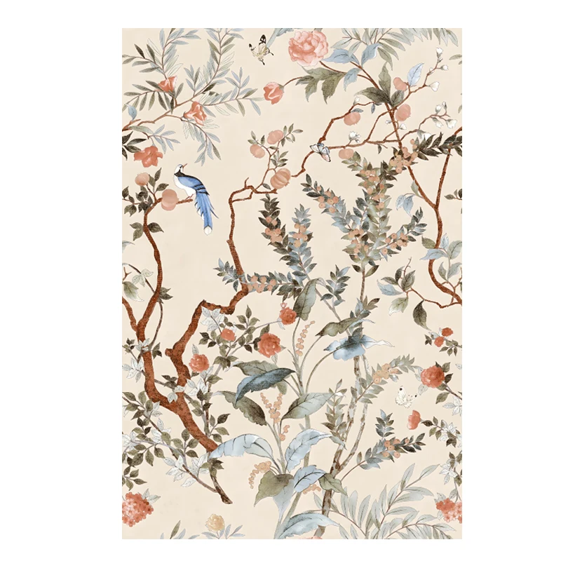Chinoiserie Vintage Floral Bird Peel And Stick Wallpaper Self Adhesive Removable Contact Paper Waterproof Vinyl Wall Mural for B