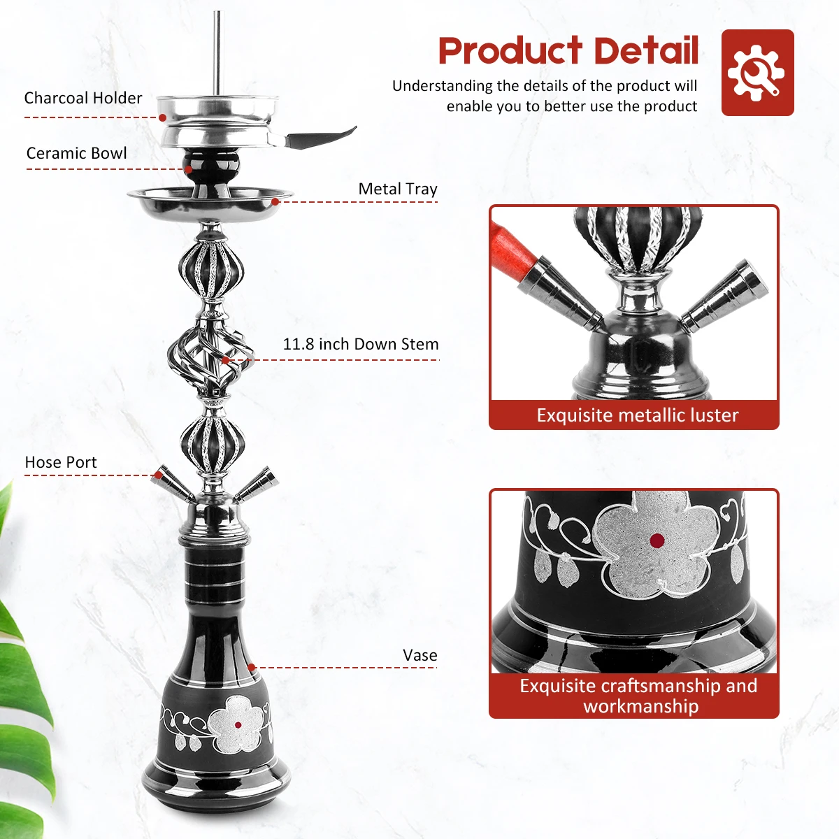 DEJAYA 2 Hoses Glass Hookah Narguile Completo Shisha Pipe Chicha Cachimba Pipa Sisha Brush Coal Holder Accessories Club Party