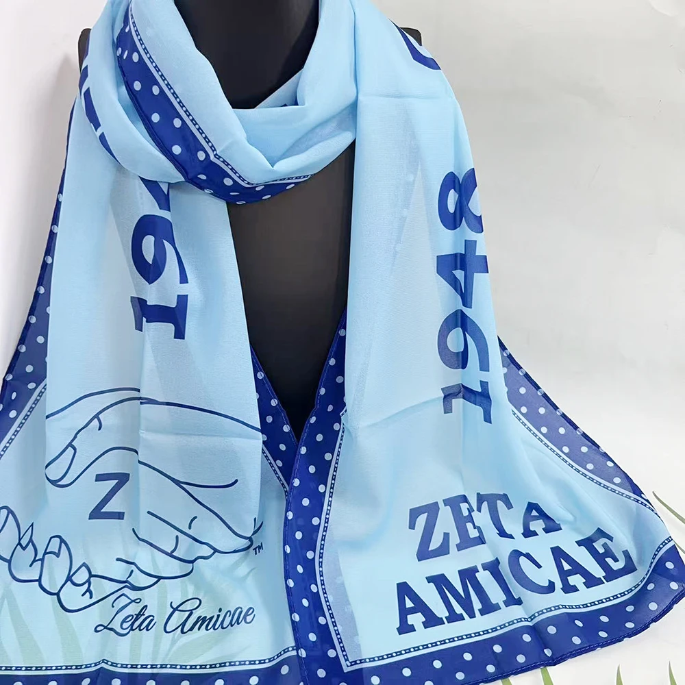 Lenço Zeta Amicae Azul Claro Azul Royal Carta Grega 1948
