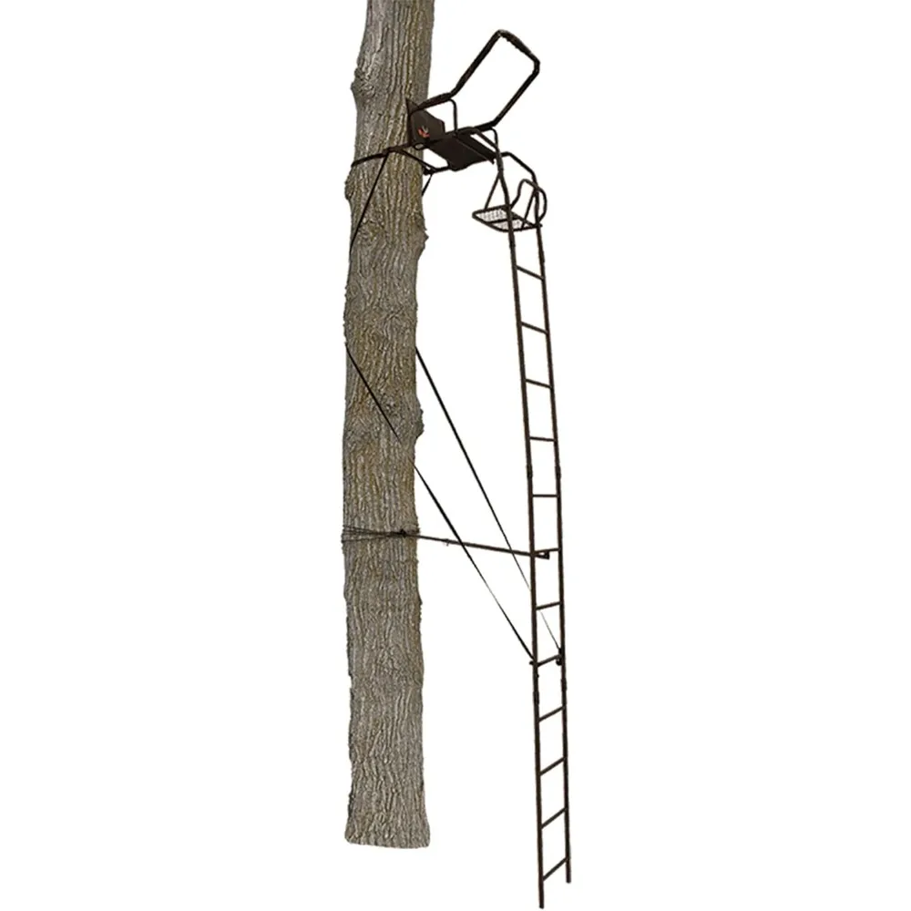 Big Game Warrior 1 Person Deer Hunting Ladder Climbing Tree Stand with Flex-Tek Seat, 17'