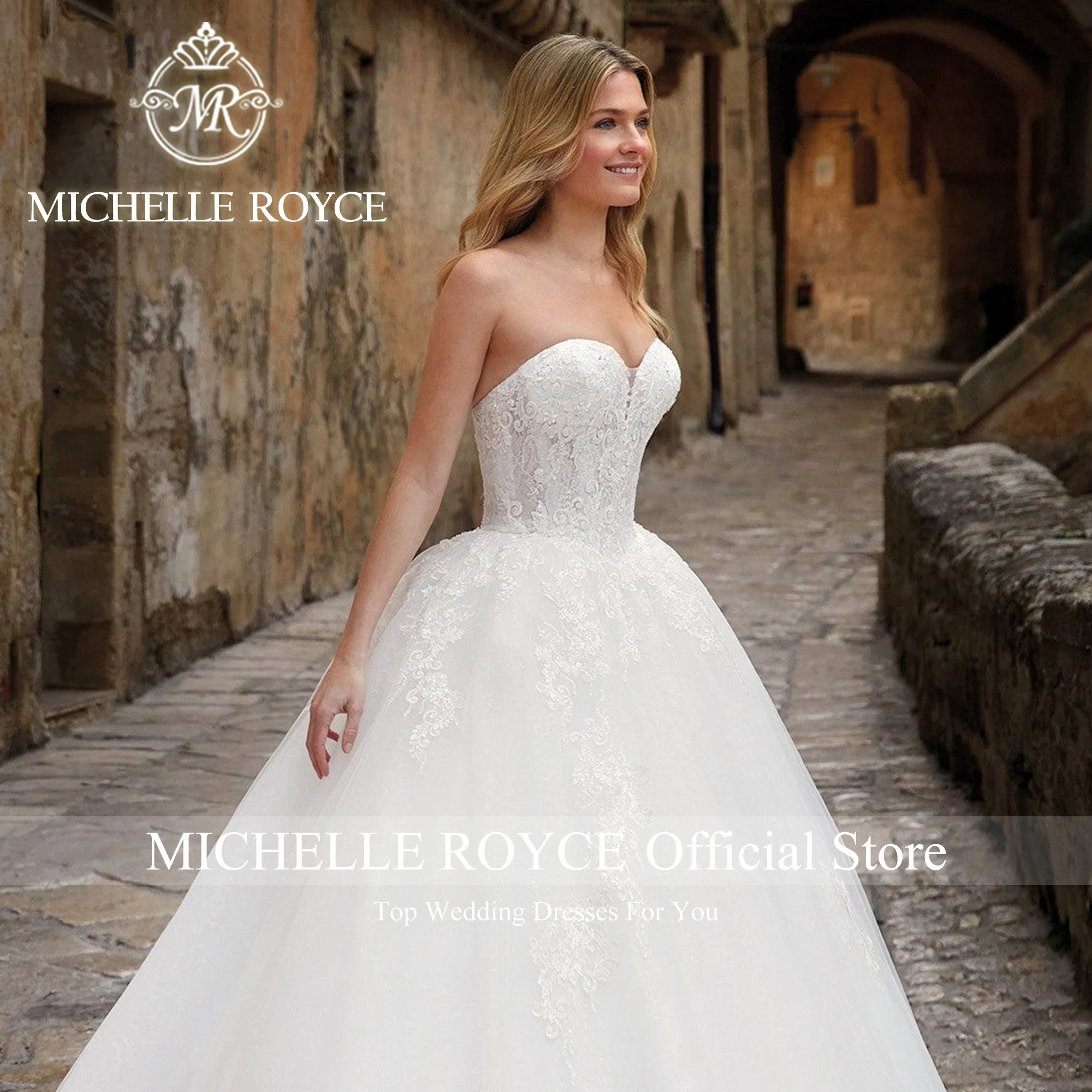 Michelle Royce ชุดชุดราตรีงานแต่ง2023หรูหราคนรัก appliques เลื่อม organza ชุดเจ้าสาวที่สวยงาม vestidos de Novia