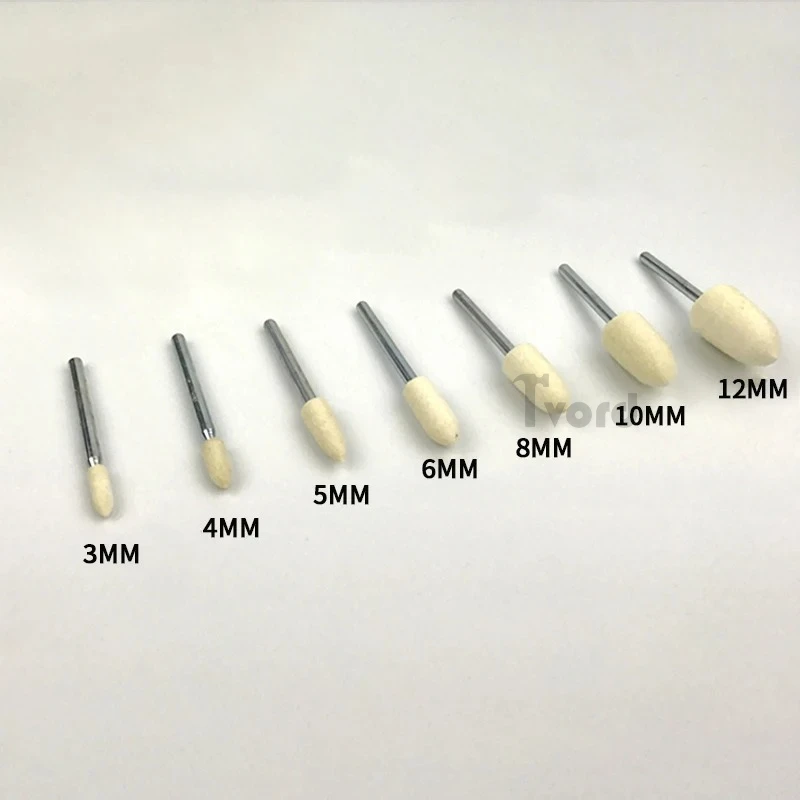 5PCS Wool Felt Mounted Polishing Buffing Wheel 2.35/3mm Shank for Grinder Drill Rotary Tools Grit 3mm/4mm/5mm/6mm/8mm/10mm/12mm