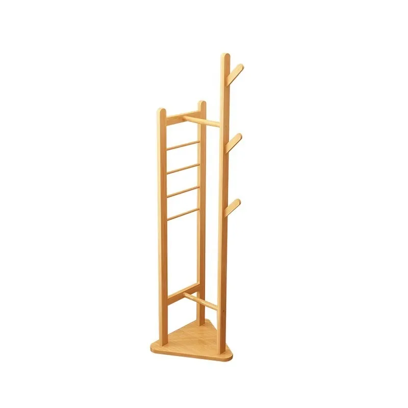 

Coat rack Floor-to-ceiling bedroom clothes rack Room clothes rack Modern simple multi-functional solid wood storage