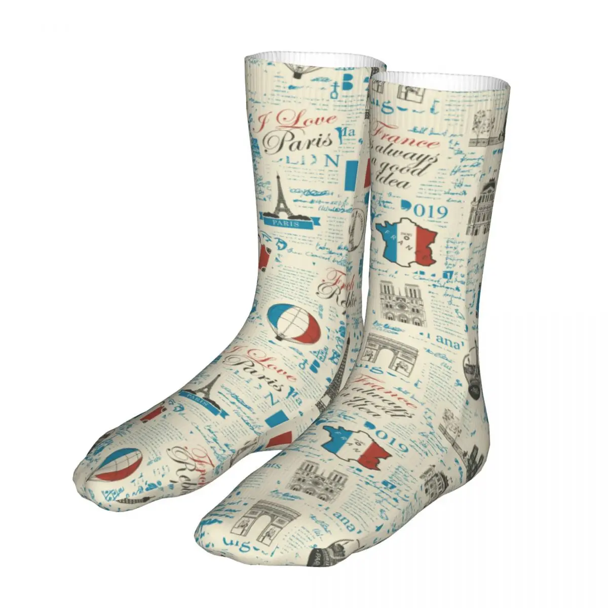 

Retro France Paris French Symbols Socks Men's Women's Polyester Casual Socks Crazy Spring Summer Autumn Winter Socks Gifts