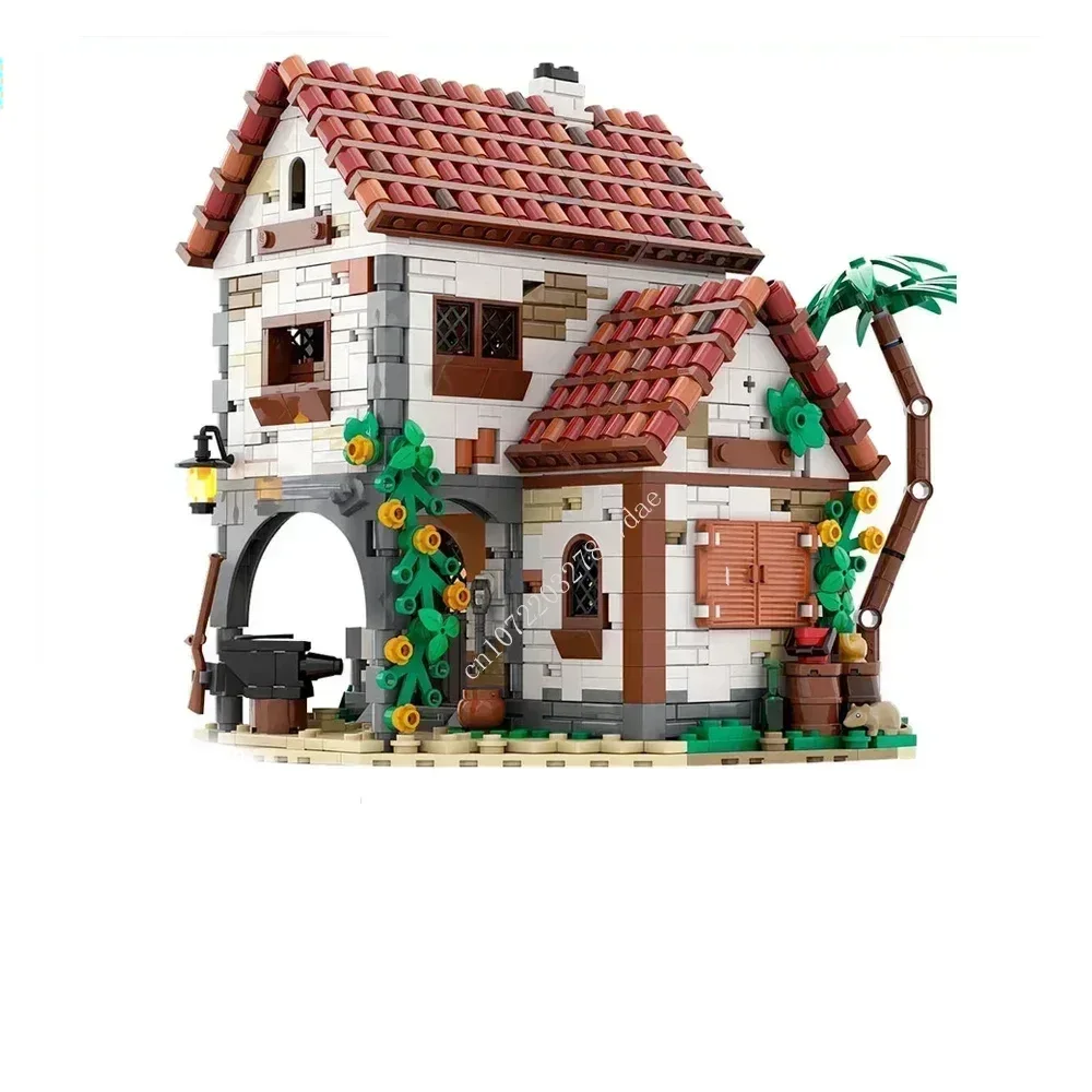

1336PCS Customized MOC Pirate Series Blacksmith`s House Puzzles Creative DIYAssembly Birthday Toy Christmas Gift for Kids Ages