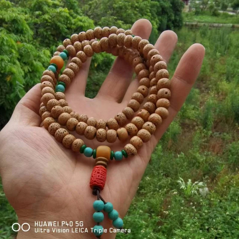 Crafts108Tibetan Style Bodhi Prayer Beads Wholesale Hainan Old Seeds High Density Barrel Shaped Bead Bracelet Ornament Manufactu