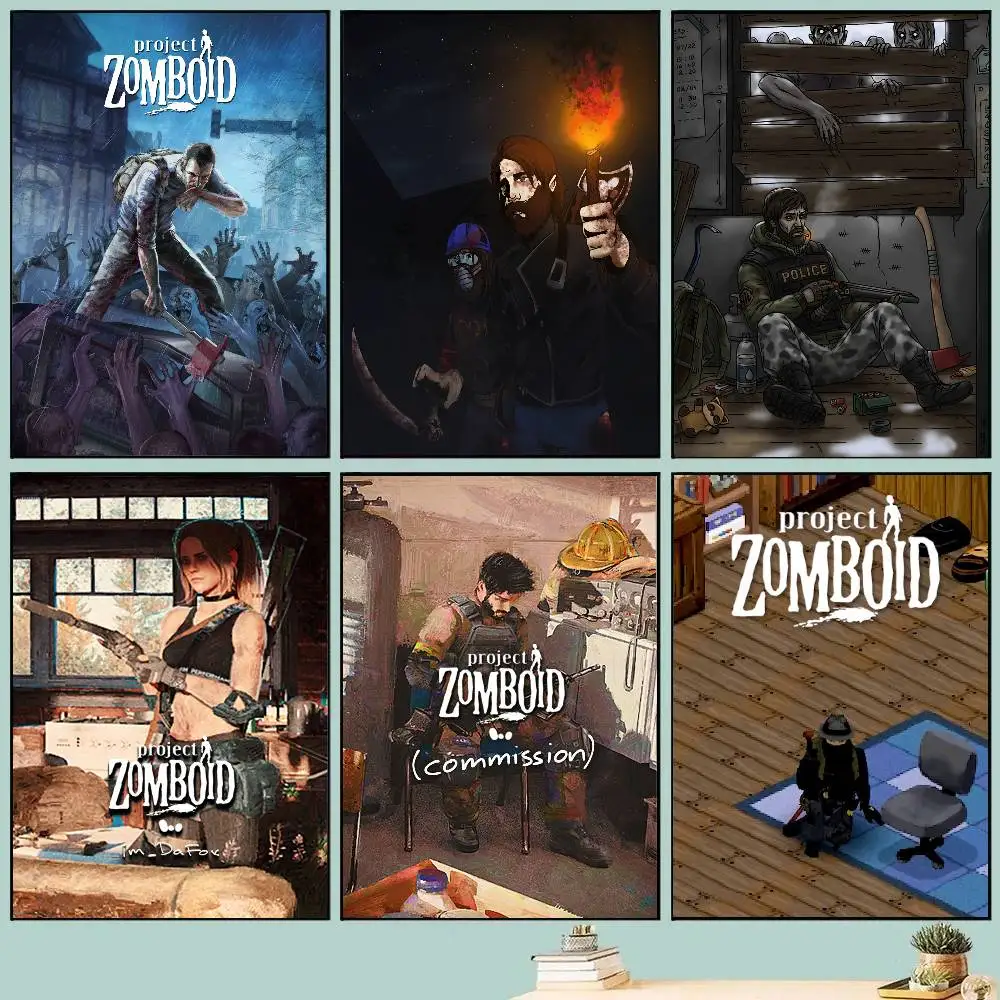 Game P-Project Zomboid Posters Living Room Bar Cafe Quality Canvas Vintage Style Comics Painting Art Home Wall Decor Picture