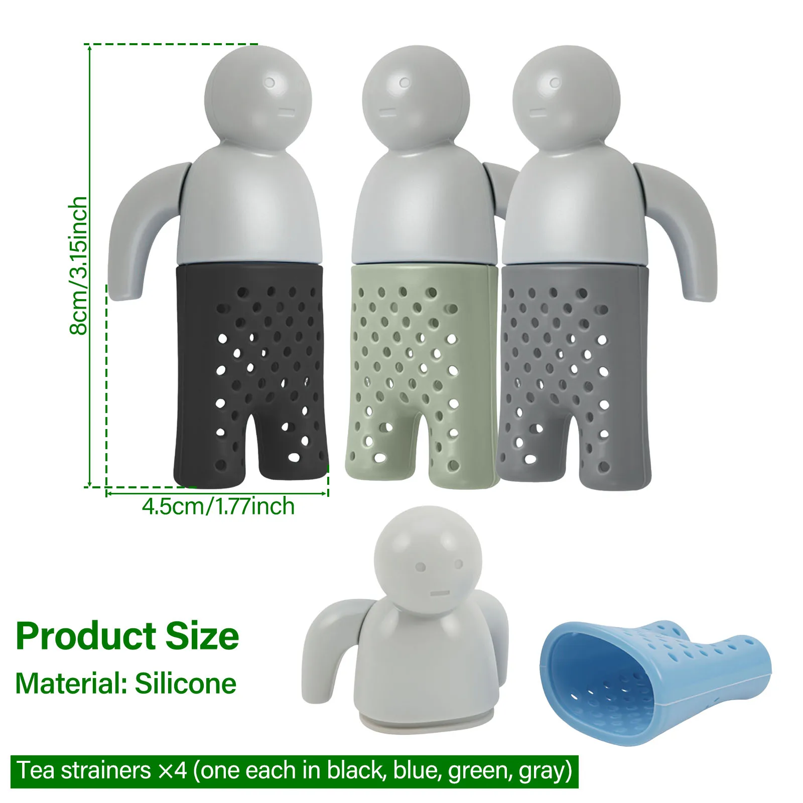 4pcs Silicone Tea Strainer Interesting Life Partner Cute Teapot Tea Filter Infuser Brewing Teapot Tea Accessories Kitchen Tools