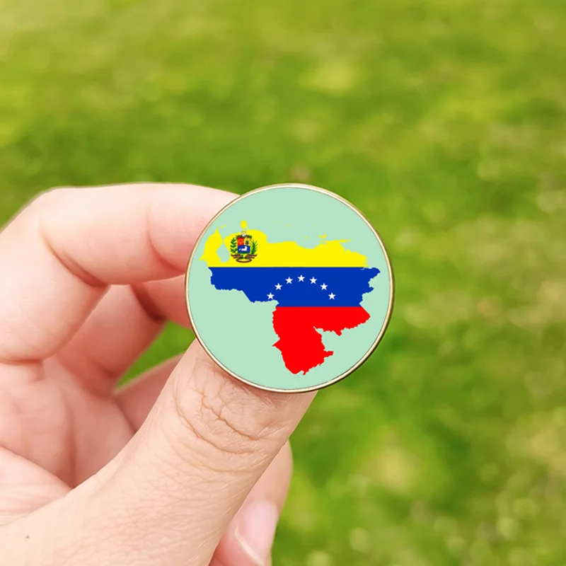 Spilla bandiera del Venezuela mappa dell\'emblema della spagna spille Cabochon in vetro per spille da bavero con distintivo dello zaino delle donne