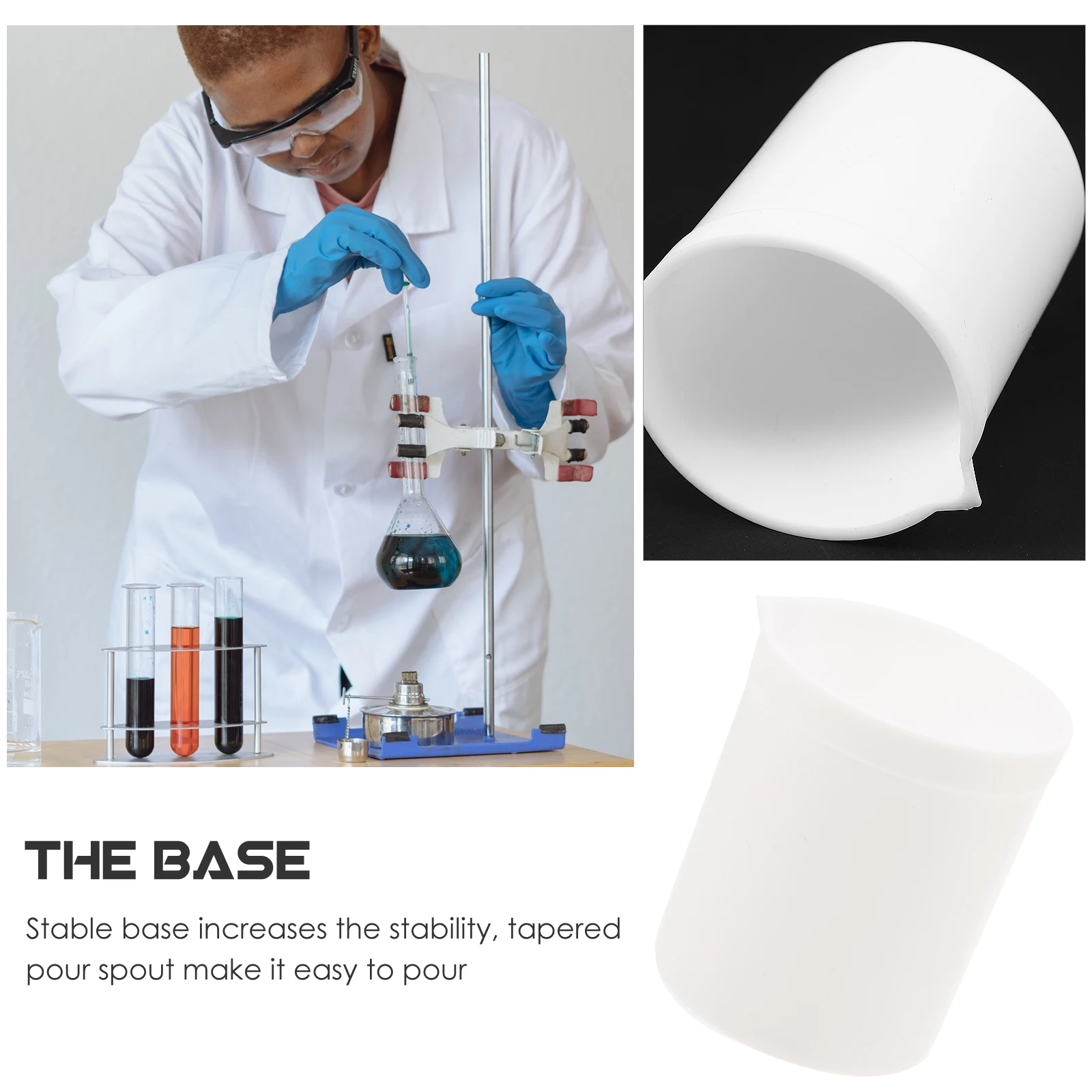 

PTFE Beaker 100ml Lab Chemical Measuring Cups High Temperature Resistance Reusable Plastic Laboratory Equipment