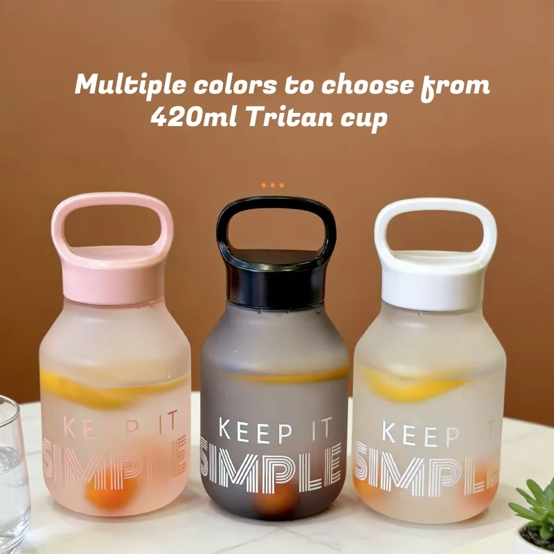 420ml Portable Tritan Plastic Water Cup Creative Camping Clear Frosted Heat Resistant New Model Gift Anti-Fall Water Bottle