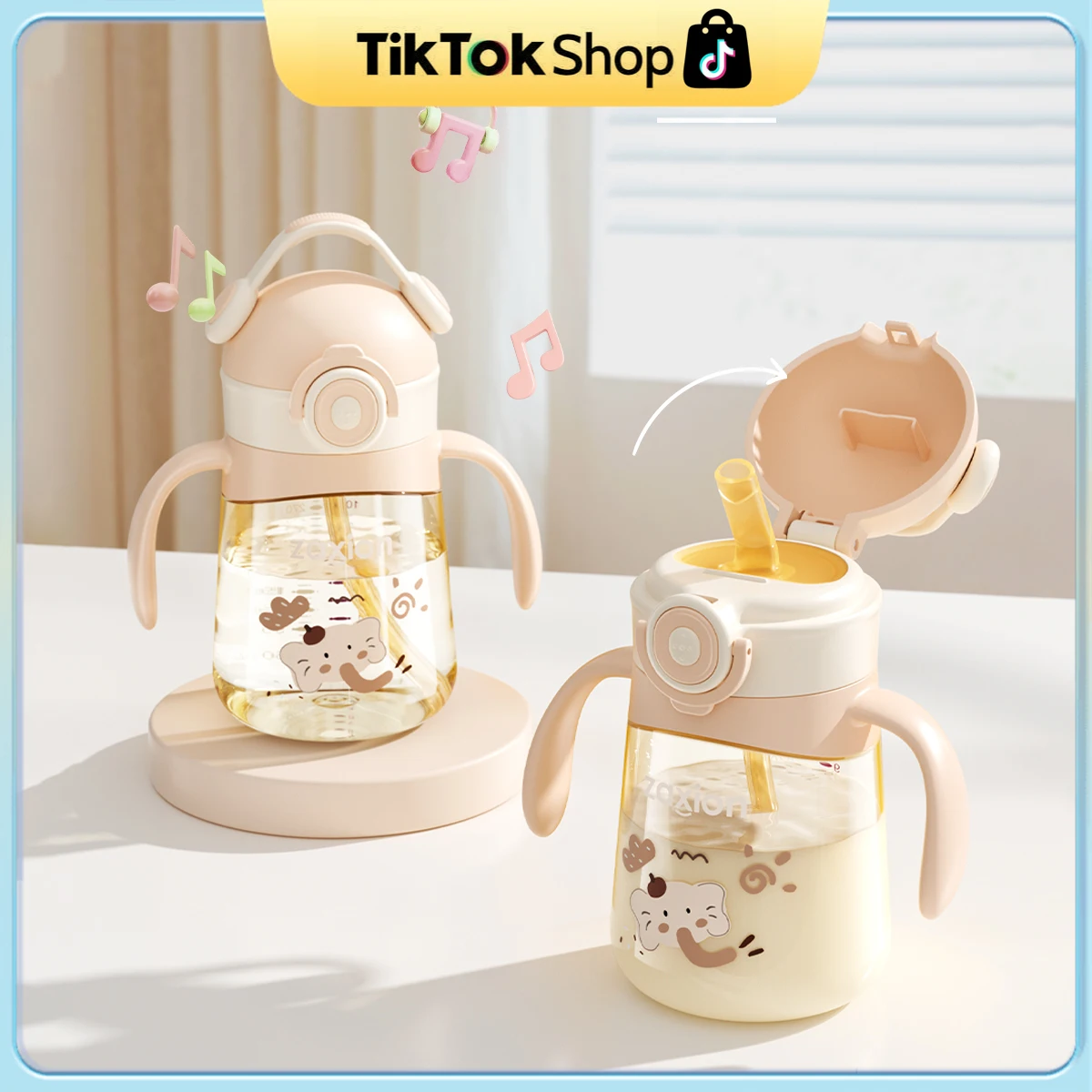 

PPSU Sippy Cup with Straw and Gravity Ball, Direct Drinking Milk Bottle for 6+ Months, Baby Water and Milk Cup