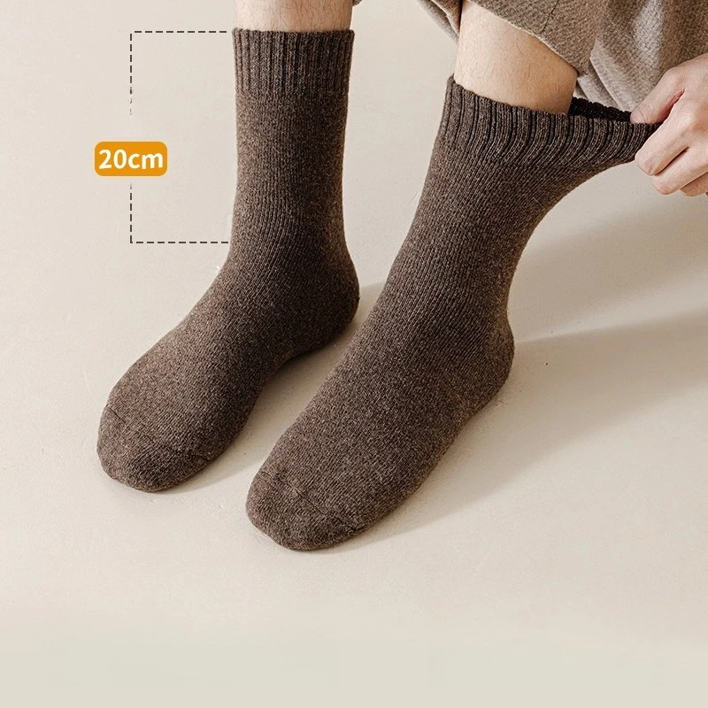 6 Pairs Wool Thick Socks for Men and Women Warm Mid-Calf Socks Casual Fall Winter Fleece-Lined Thickened Cashmere Long Socks Set