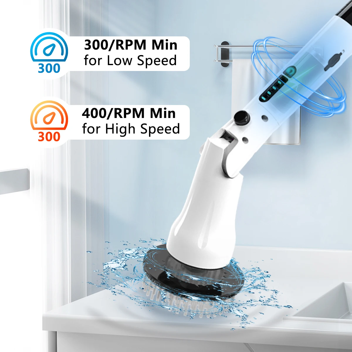 2025 مصنع الجملة اللاسلكي تدور الغسيل الكهربائية مجموعة 7 استبدال رئيس طويل اليد قابلة للشحن فرشاة التنظيف الكهربائية
