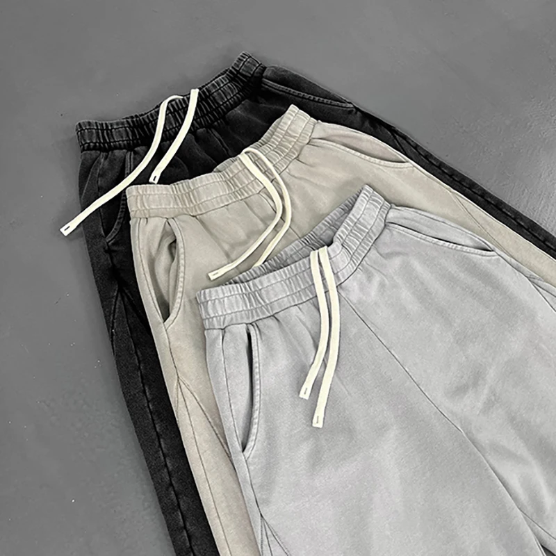 

Брюки Artiemaster в американском ретро-стиле с пэчворком и необработанным краем, повседневные, свободные, с завязками, длинные, модные