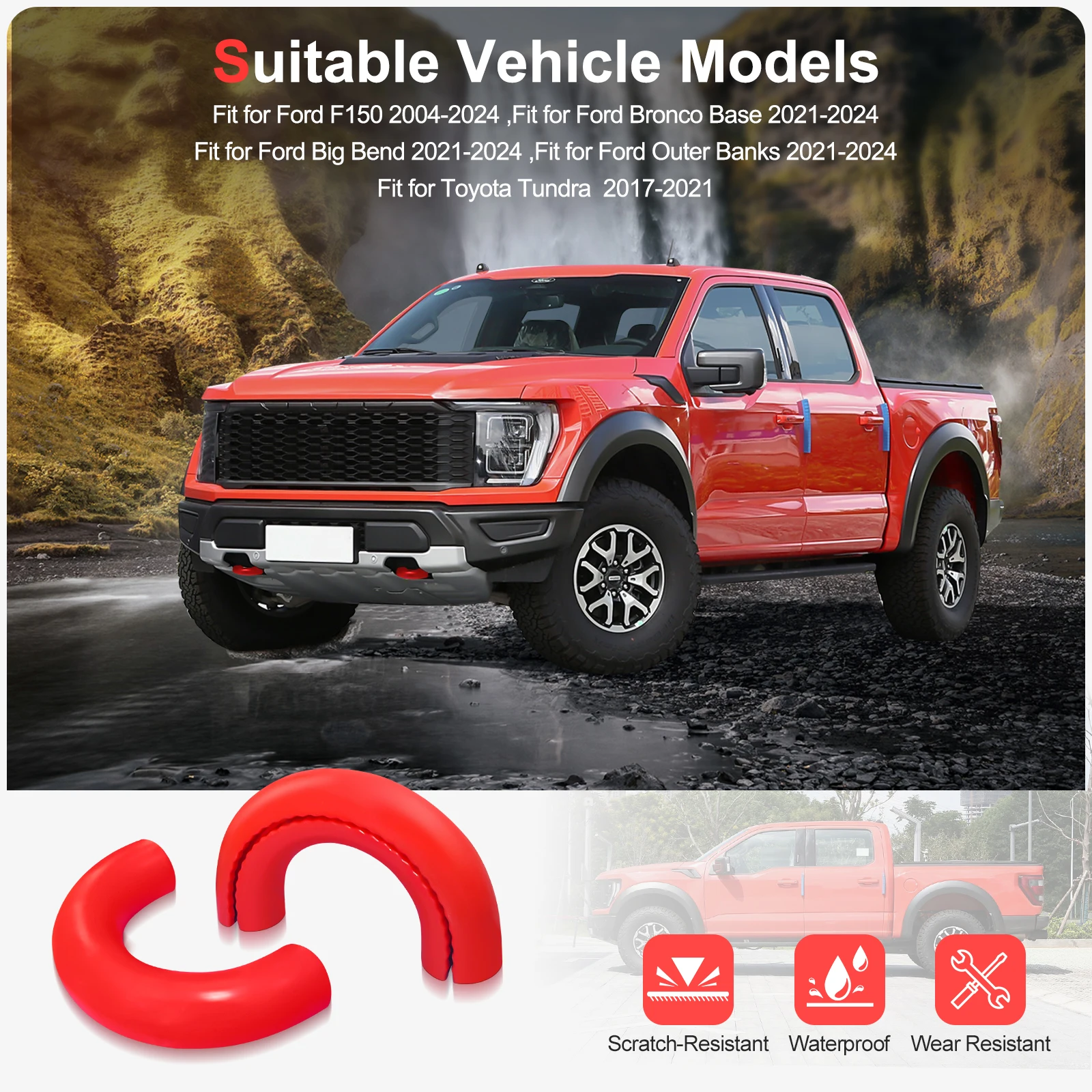 أغطية وصلة السحب لسيارة Ford F150 2004-2024 قاعدة برونكو/بيج بيند/البنوك الخارجية 2021-2024 لسيارة Toyota Tundra 2017-2021، غطاء خطاف السحب