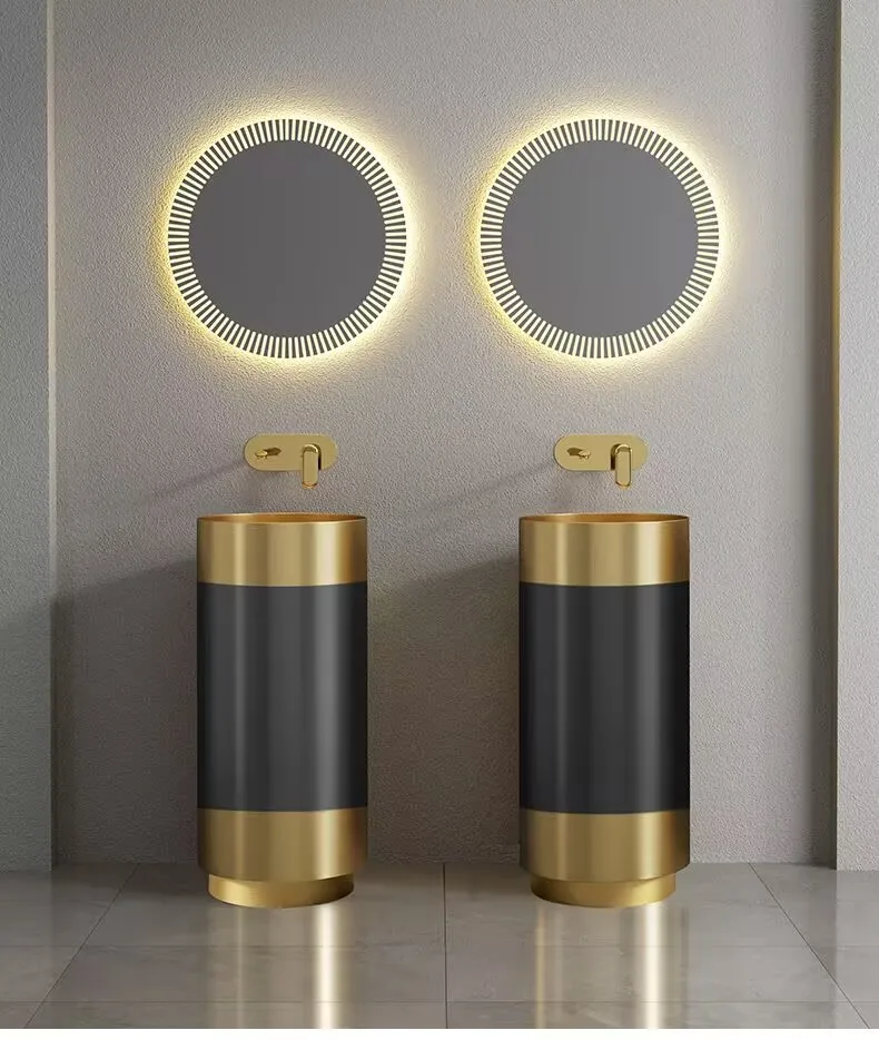 HONGDEC Modern New 304 Stainless Steel Kick Resistant Wash Basin Nordic Column Basin Bathroom