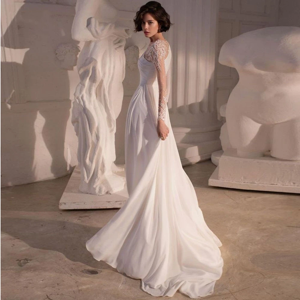 Robe de mariée en mousseline de soie simple, vintage, sans bretelles, un patient initié, quel que soit le côté, robes fendues, élégante, éducative, 2024, 2023