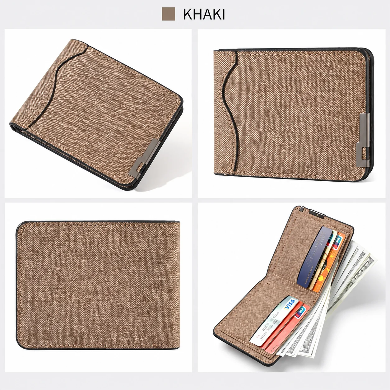Short Wallet Horizontal Horizontal Wallet Bifold Wallet Solid Color Men'S Purse For Shopping Daily Commuting Cash