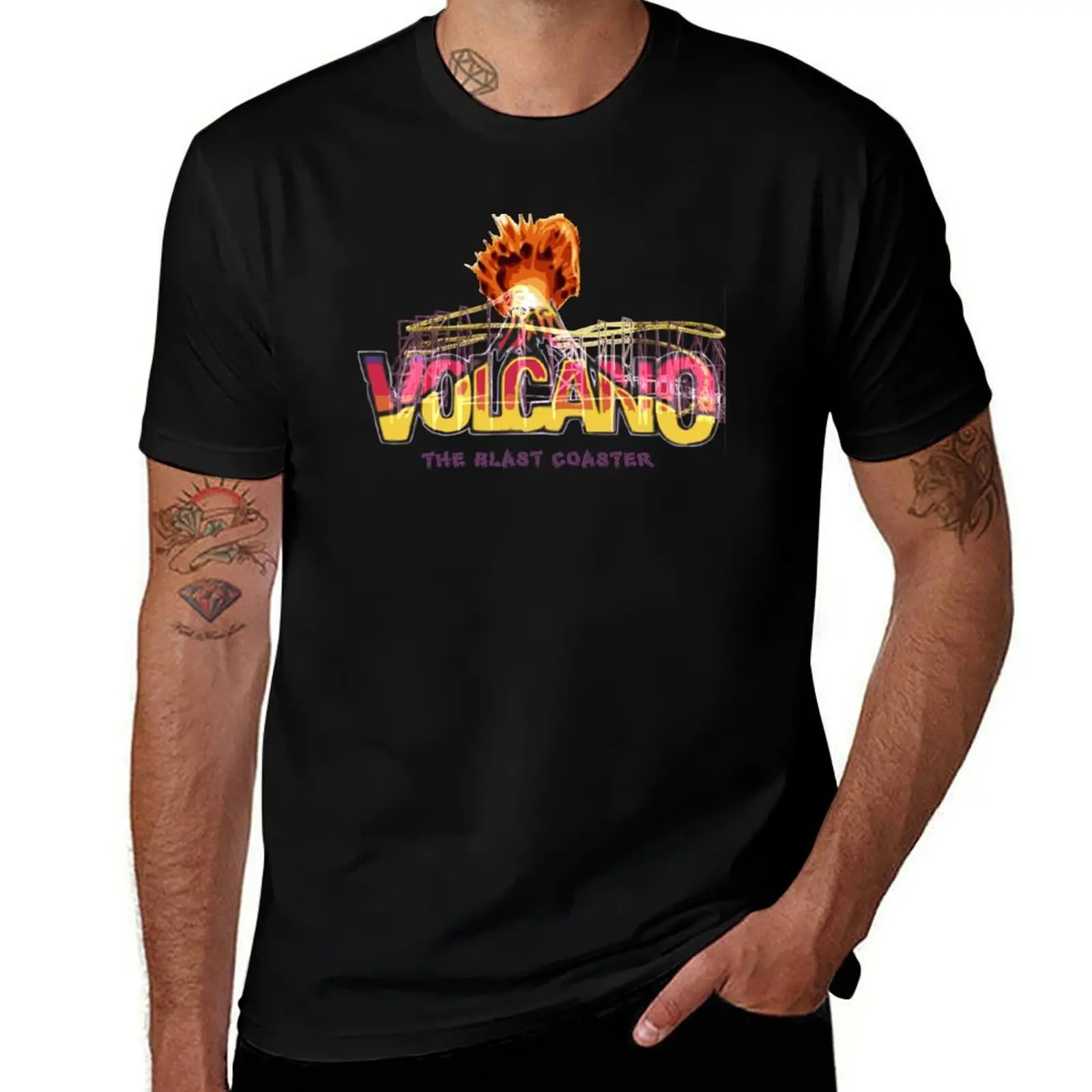 Volcano The Blast Coaster Design T-Shirt Breathable Lightweight Summer Top