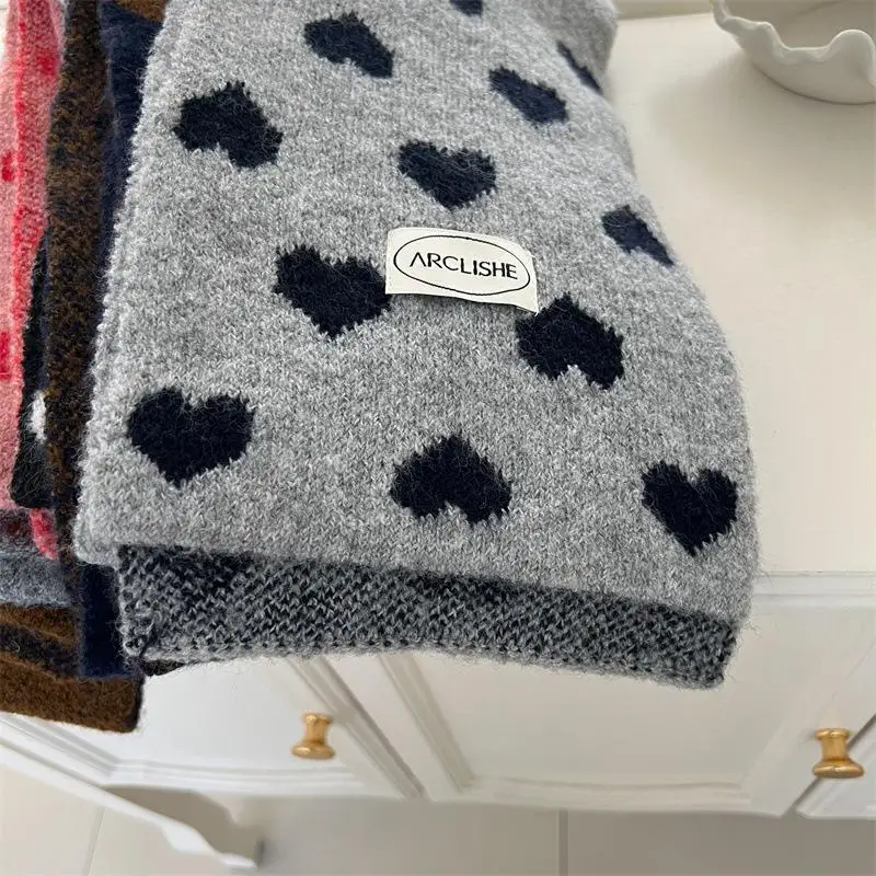 Koreanische Herbst- und Winter-Schals für Kinder, süßes Herz, weicher Strickmuffel, dicker, warmer Halstuch-Halswärmer – Detail 8