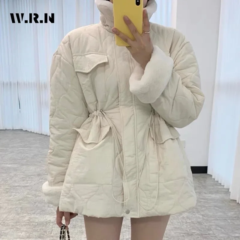 2023 inverno coreano Casual retrò monopetto parka giacca con cerniera per le donne capispalla larghi cappotto caldo e spesso solido moda