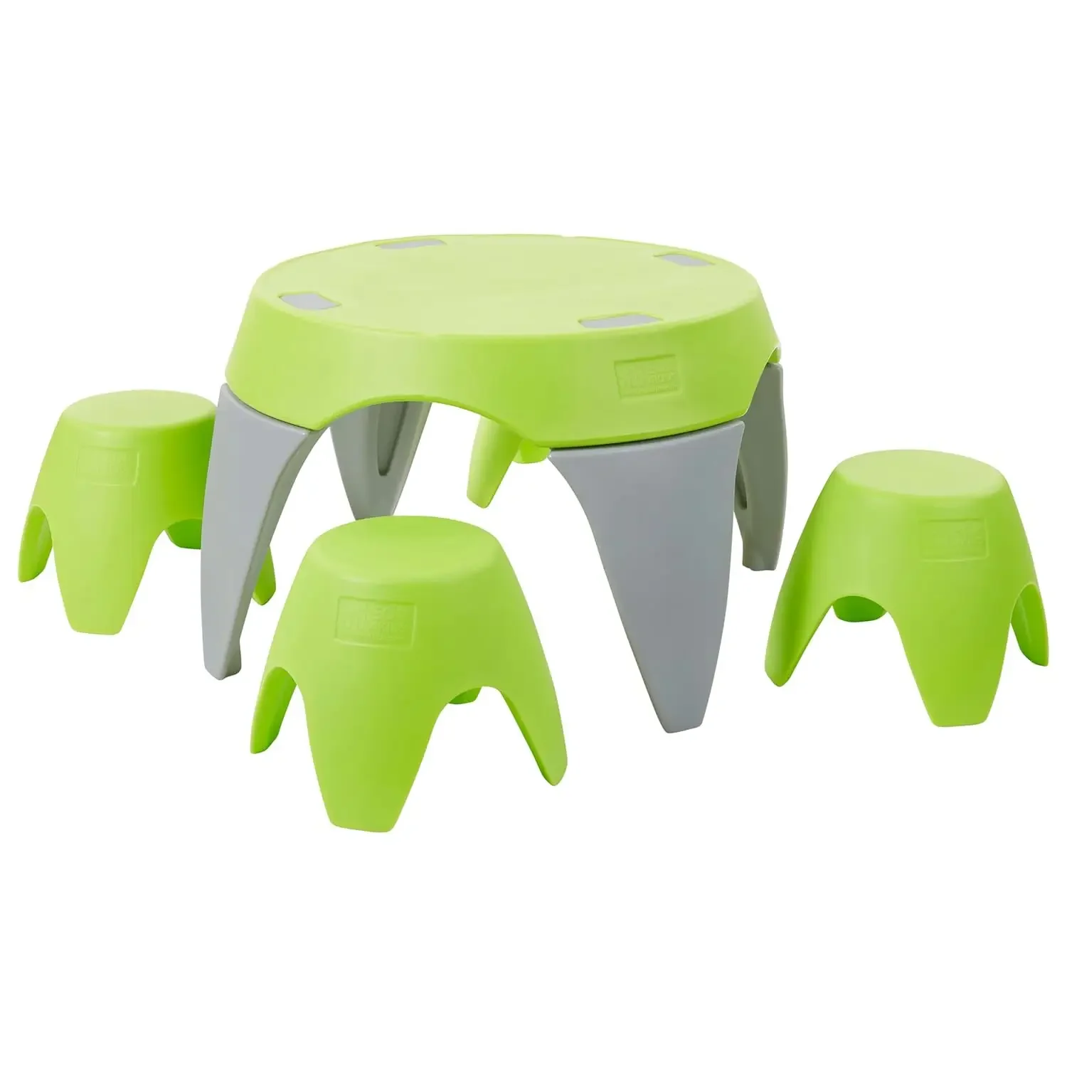 Ayana Table and Stool Classroom Set, Childrens Furniture, Lime Green/Light Grey, 5-Piece