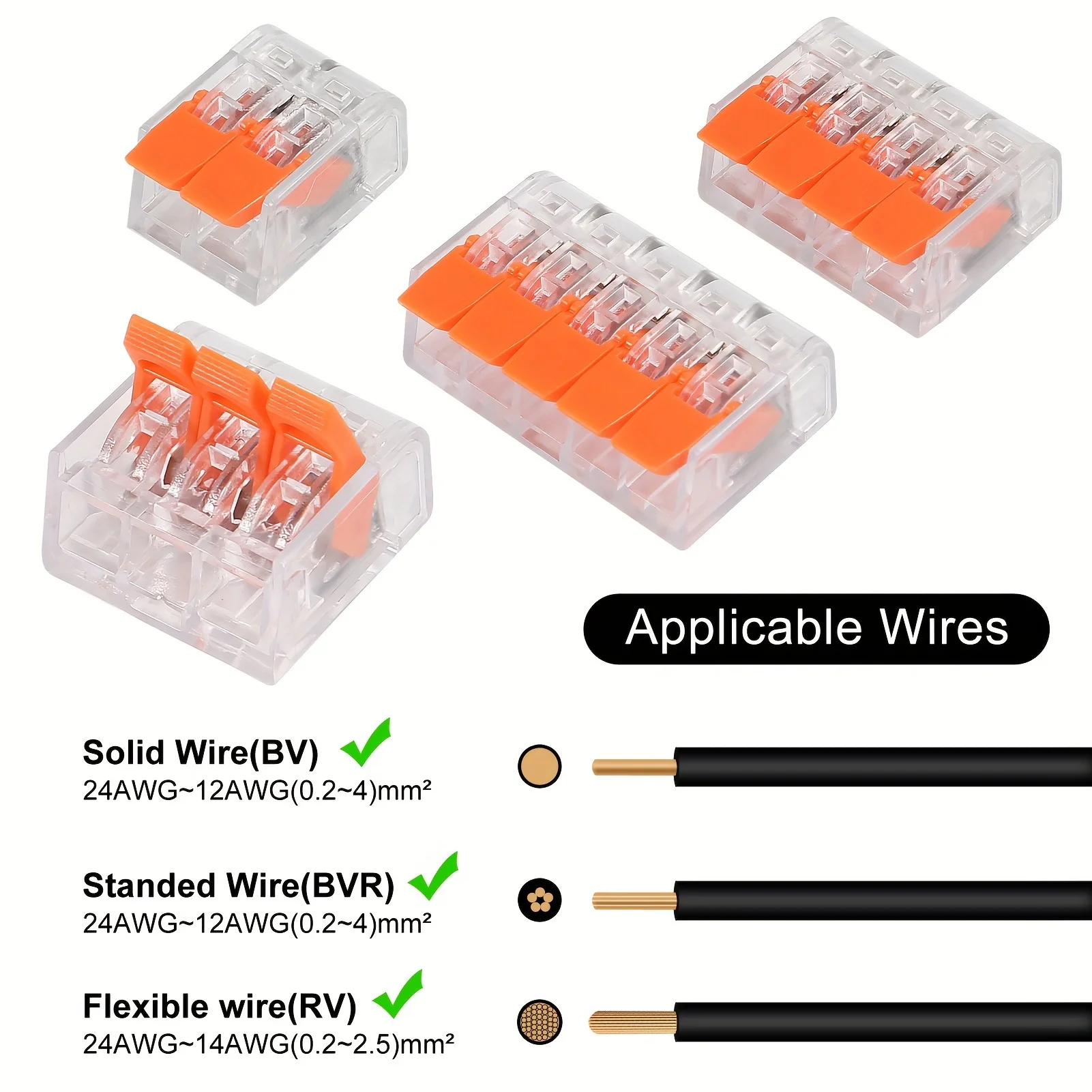 Universelle orange Schnellsteckklemmen mit 2/3/4/5 Ports, Steckverbinder für elektrische Geräte, Kabelverbinder-Klemmen 250V/32A Schnellsteckverbinder Industrielle Elektro-Zubehör Werkzeuglose Klemmen Elektrische Verbi – Detail 9