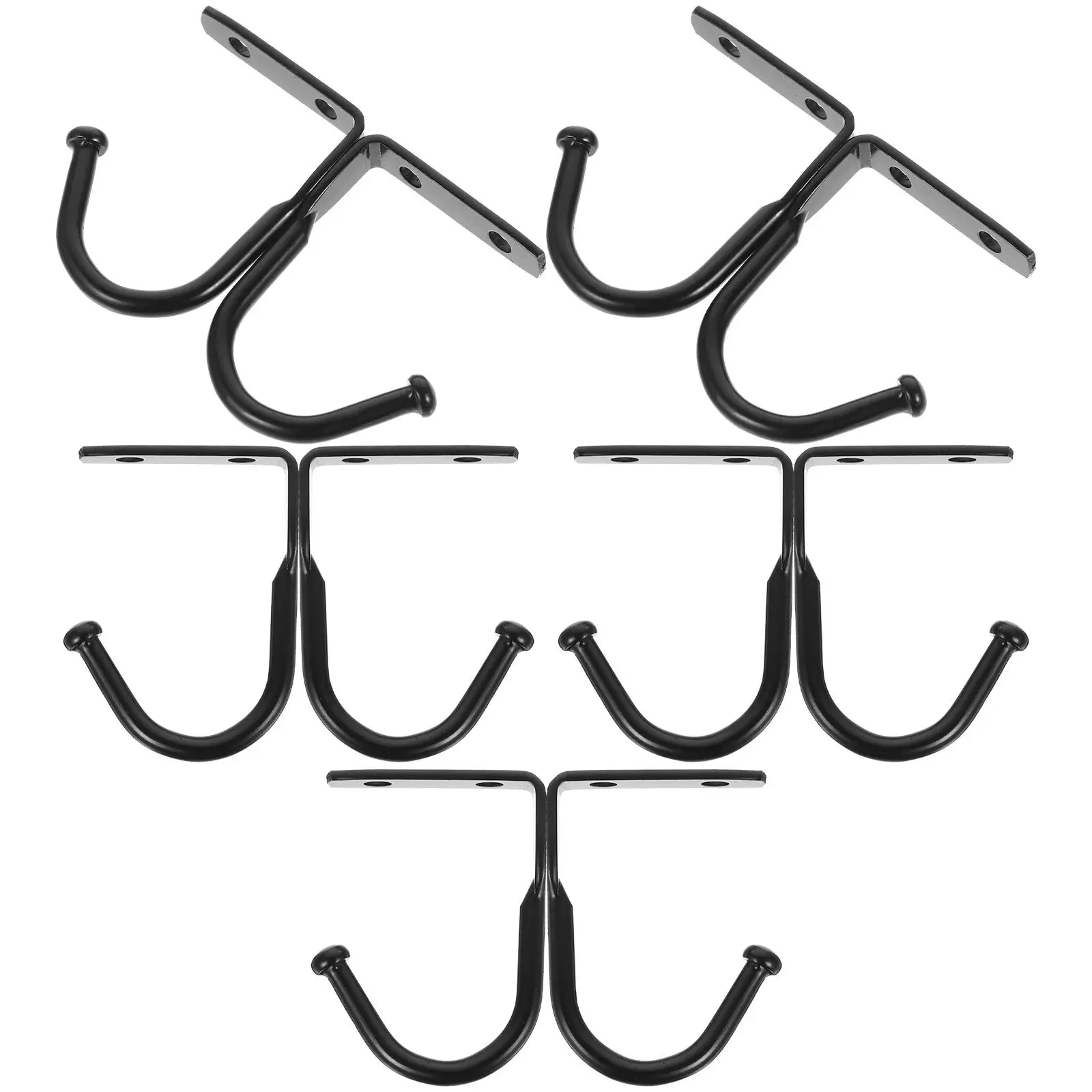 

10 Pcs Heavy Duty Wall Hooks Black Single Hook Farmhouse Wrought Mount Hanging Storage Metal Hardware Accessories