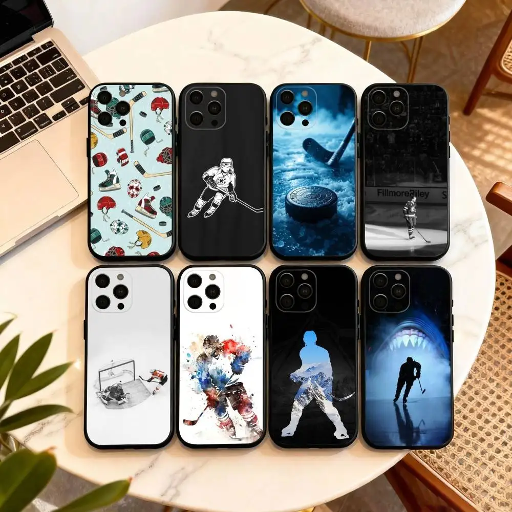 

Ice Hockey Rink Puck Phone Case For iPhone 17,16,15,14,13,12,11 Plus,Pro Max,XS,Soft Silicone Black Cover