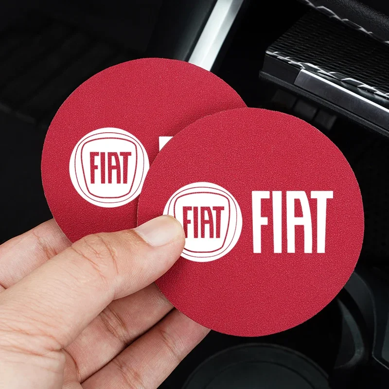 Car Drink Pad Auto Cup Holder Coaster Auto Cup Slot Liner Turned Fur Surface for Fiat 500 500e 500C Abarth Panda Tipo 600 500X