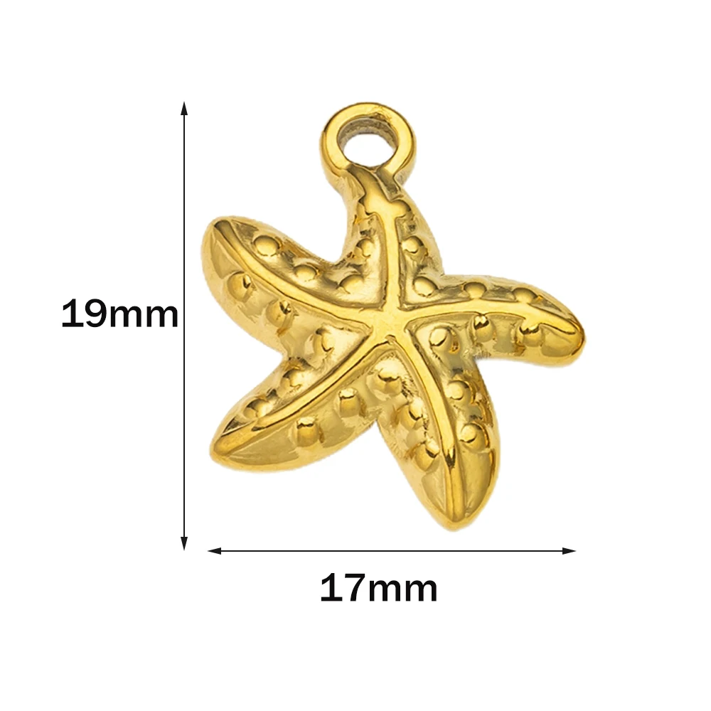 5pcs Stainless Steel Starfish Charms Shell Fish Tail Hippocampus Gold Charms Pendants Jewelry Making Ocean Dangle Accessories image 5