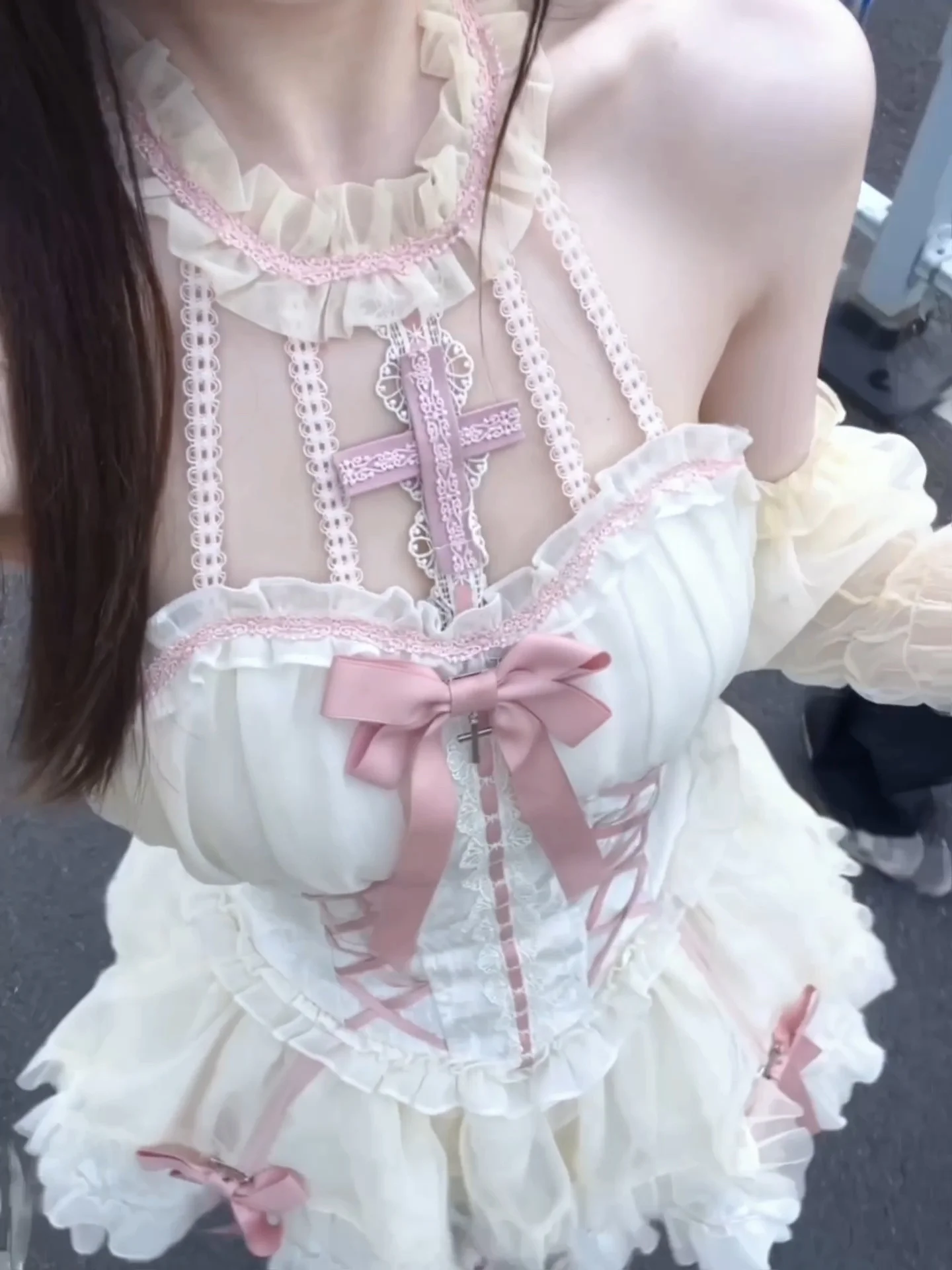 

Gothic Style Lolita Dress Sexy Miss in Flight Princess Skirt Hanging Neck Pink Color Summer Fashion Women's Set Work Uniform