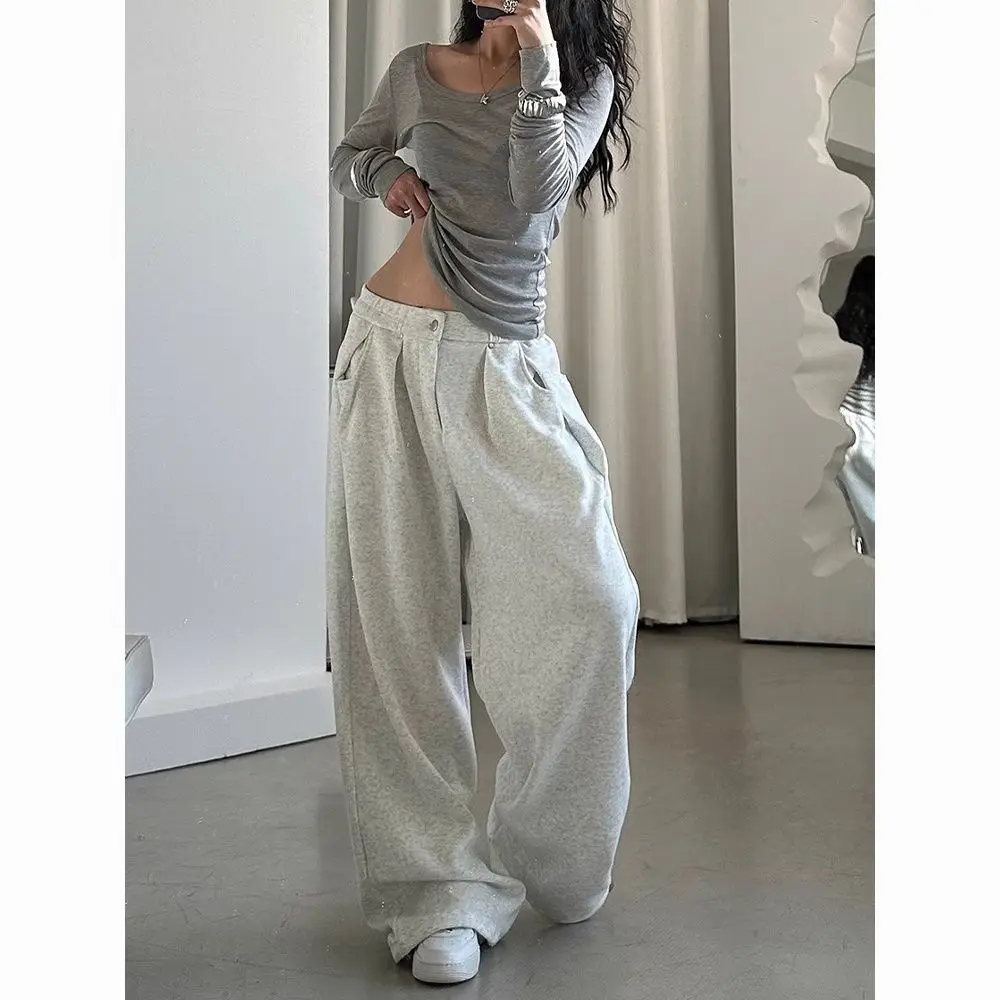 

new style lazy sports pants and sweatpants retro American floor-length loose and drapey Harajuku retro casual wide-leg trousers