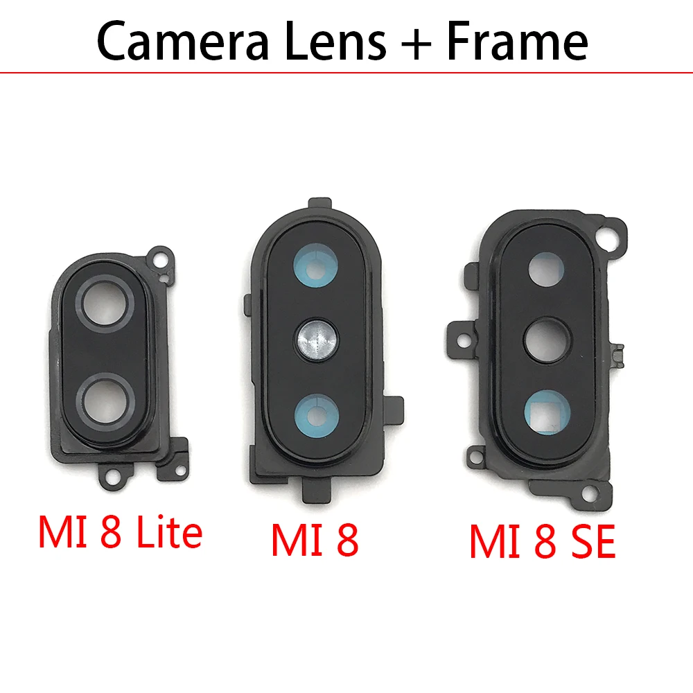 Back Rear Camera Glass Lens Cover With Frame Holder with Sticker For Xiaomi Mi8 Mi 8 Se Lite 8Se / Mi 10 Lite Replacement Parts