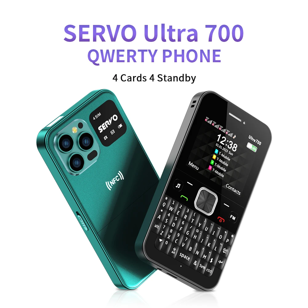 Classic Retro SERVO Ultra700 4 SIM Keyboard Phone 2G GSM Flashlight 1300mAh Speed Dial NFC Access Control 2.4\