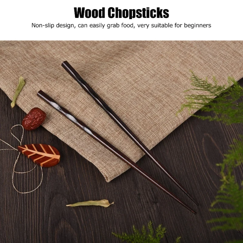 5Pairs Chopsticks Simple Reusable Wooden Pointed Chopsticks Natural Environmentally Friendly Tableware