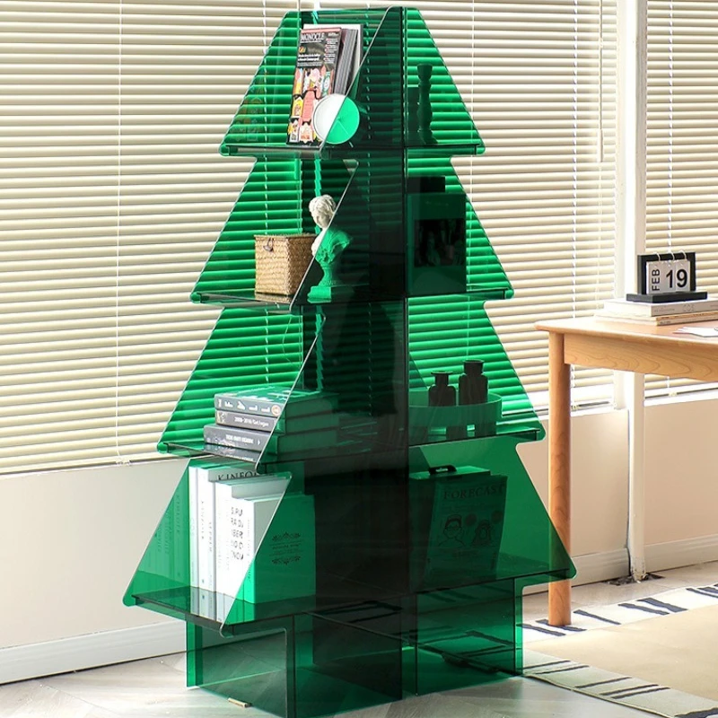 Nordic style light luxury storage rack, acrylic living room storage display rack, Christmas tree multi-layer floor-to-ceiling